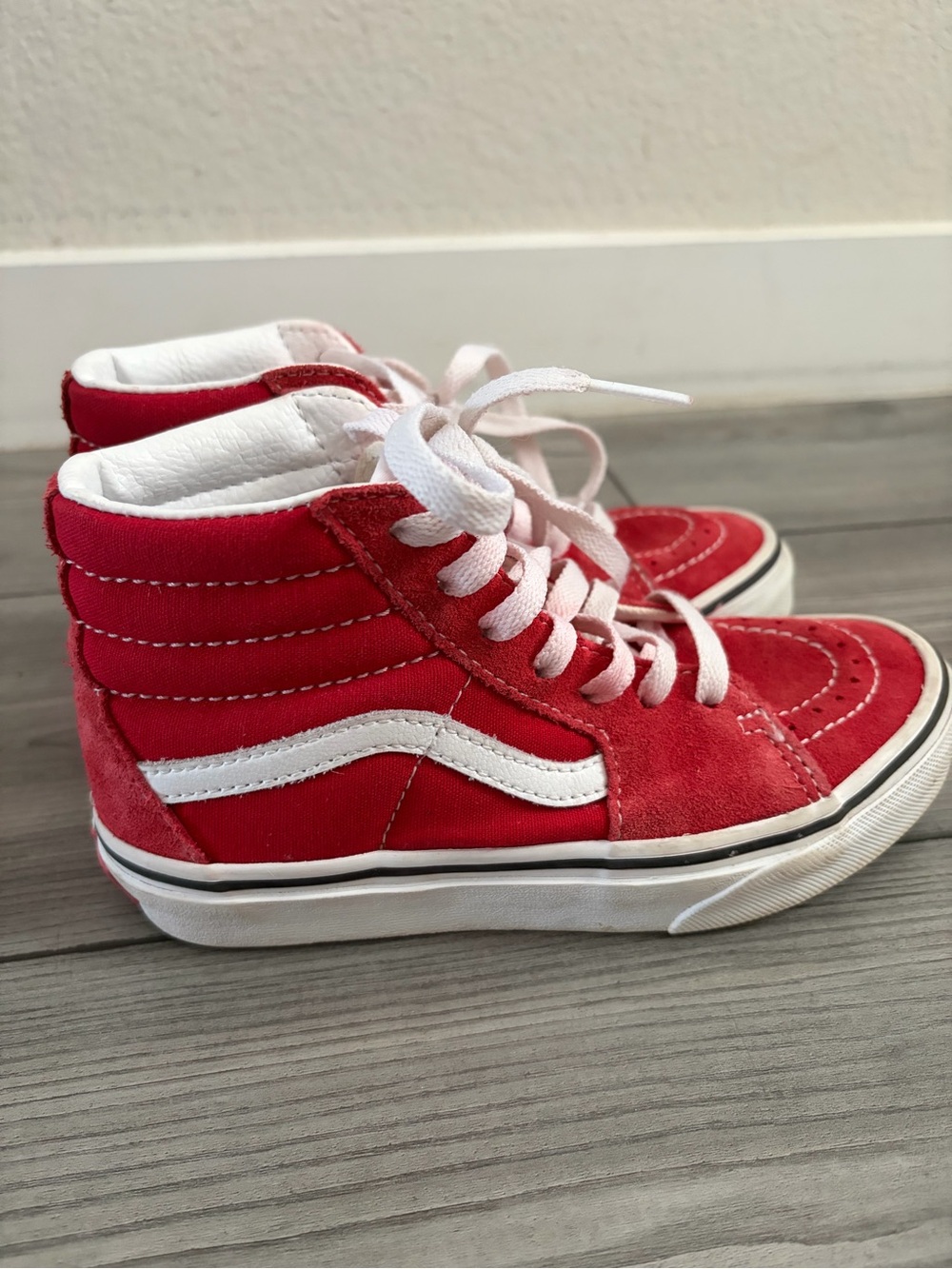 Vans Kids Red White High-Top Skate Sneakers